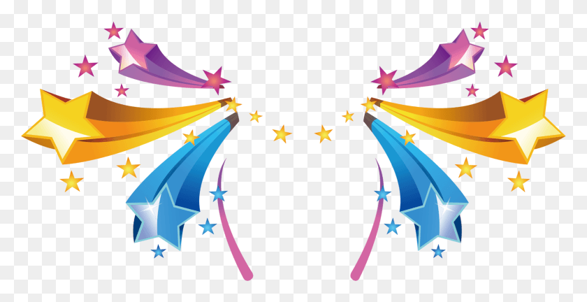 2393x1142 Звезды Цветное Цветное Световое Излучение Звезды Клипарт Детский Карнавал, Графика, Фиолетовый Png Скачать