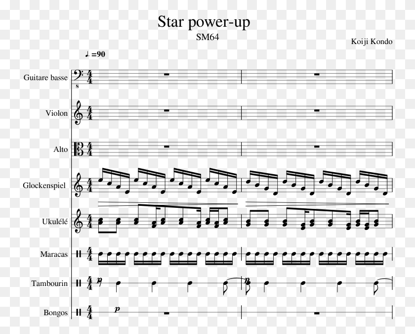 750x615 Star Power Up Sheet Music Composed By Koiji Kondo 1 Fear Of The Dark Cello Sheet, Gray, World Of Warcraft HD PNG Download