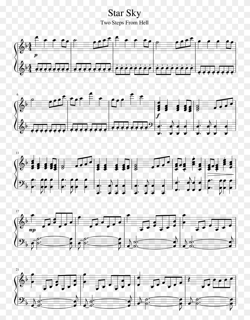 747x1015 Star Sky Sheet Music 1 Of 7 Pages Mr Brightside Piano Sheet, Gray, World Of Warcraft HD PNG Download