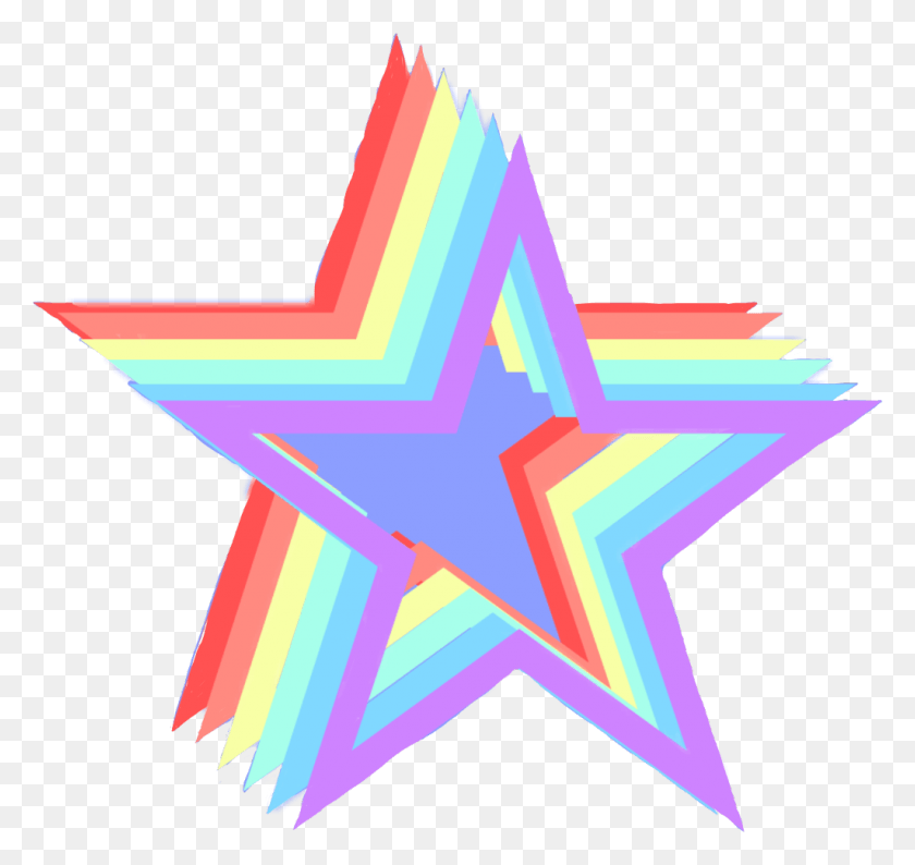 1024x964 Star Text Pretty Rainbow Rainbows Stars Aesthetic Graphic Design, Symbol, Star Symbol, Lighting HD PNG Download