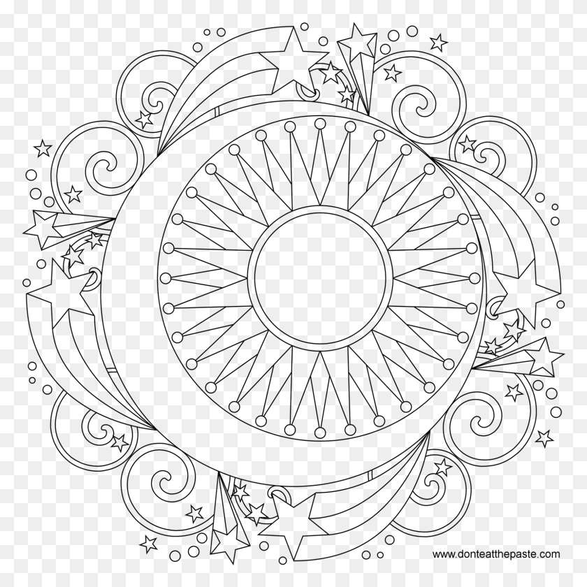 1589x1589 Star To Color Coloring Mandalas Pages, Gray, World Of Warcraft HD PNG Download