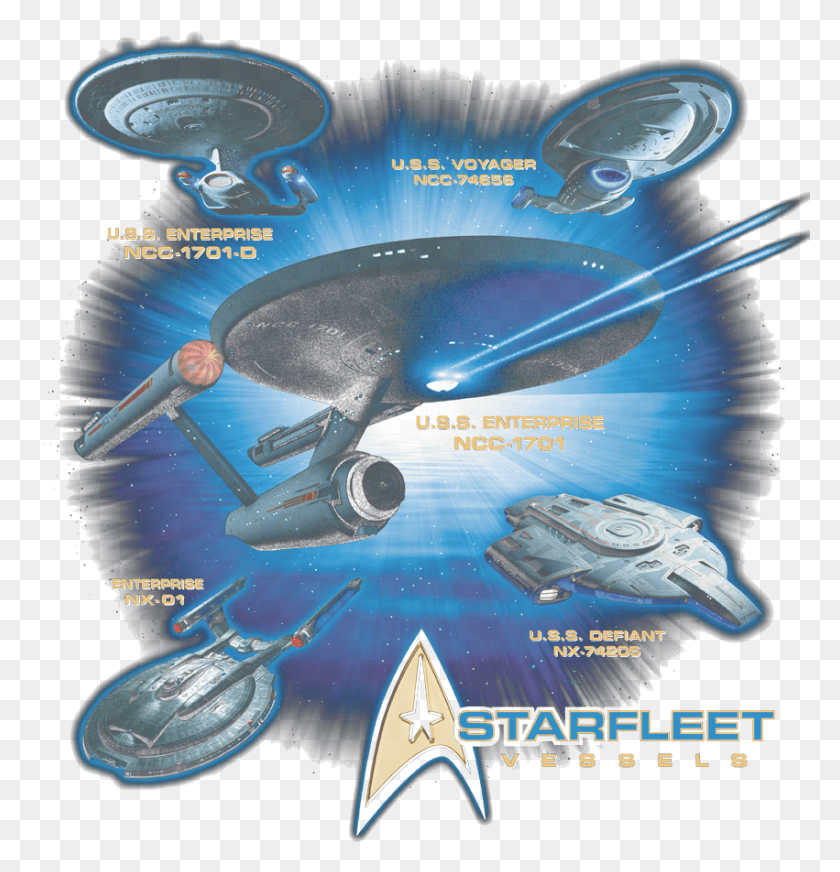 851x887 Star Trek Starfleet Vessels Men39s Ringer T Shirt Star Trek Voyager, Spaceship, Aircraft, Vehicle HD PNG Download