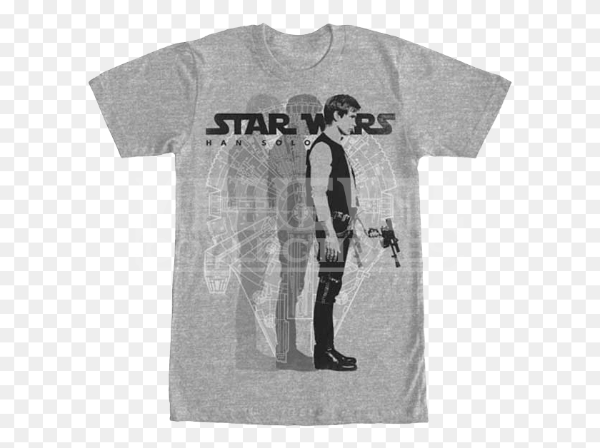 595x568 Star Wars Han Solo Shadow T Shirt Shirt, Clothing, Apparel, Person HD PNG Download