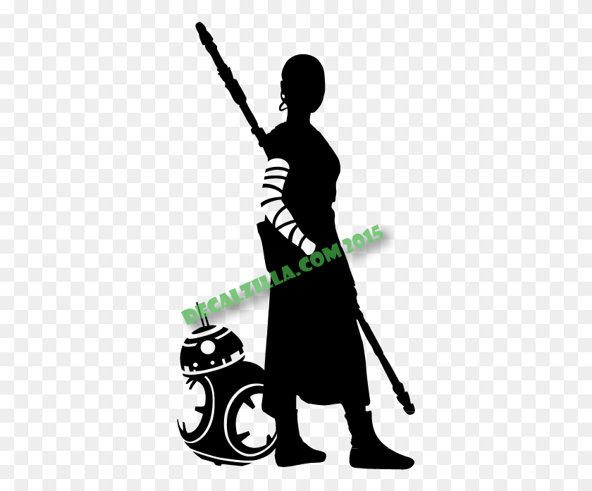 339x637 Star Wars Rey And Bb8 Decal Sticker Rey Star Wars Silhouette, Text, Word, Alphabet HD PNG Download