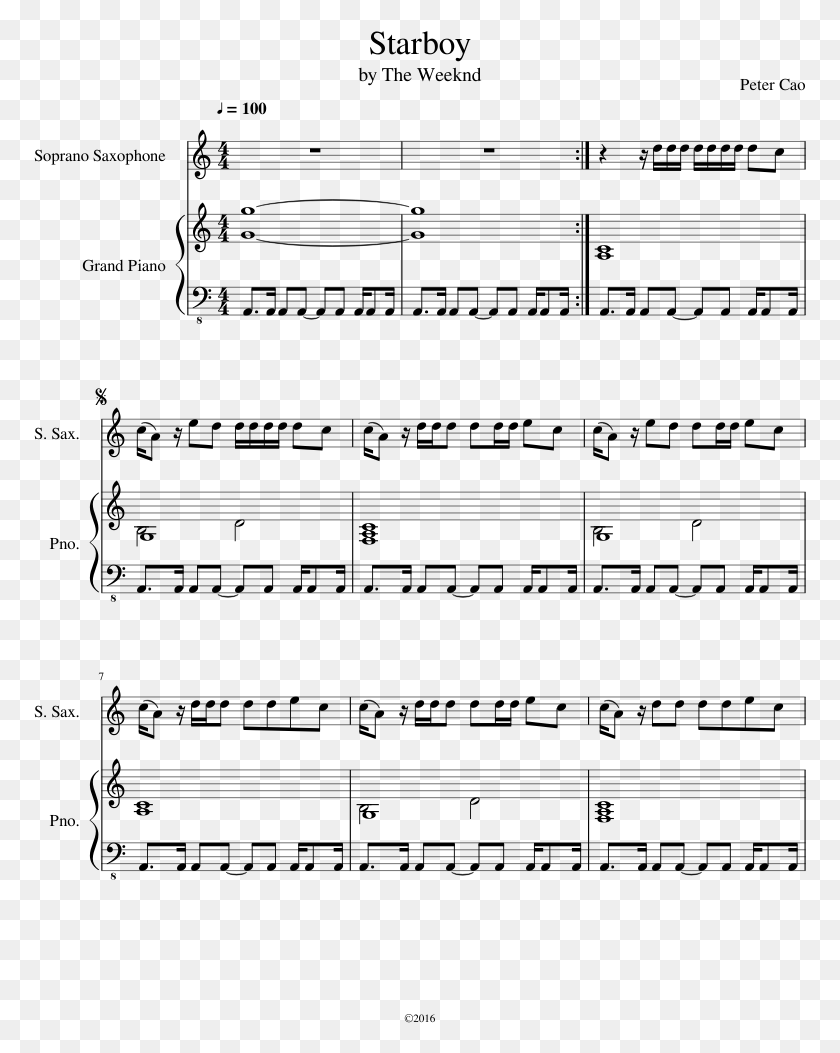 773x993 Starboy By The Weeknd Starboy Piano Sheet Music, Gray, World Of Warcraft HD PNG Download