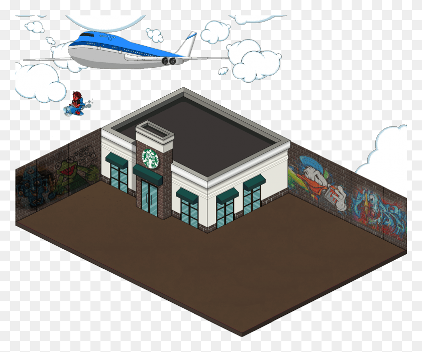 1409x1160 Starbucks Habbo, Architecture, Building HD PNG Download