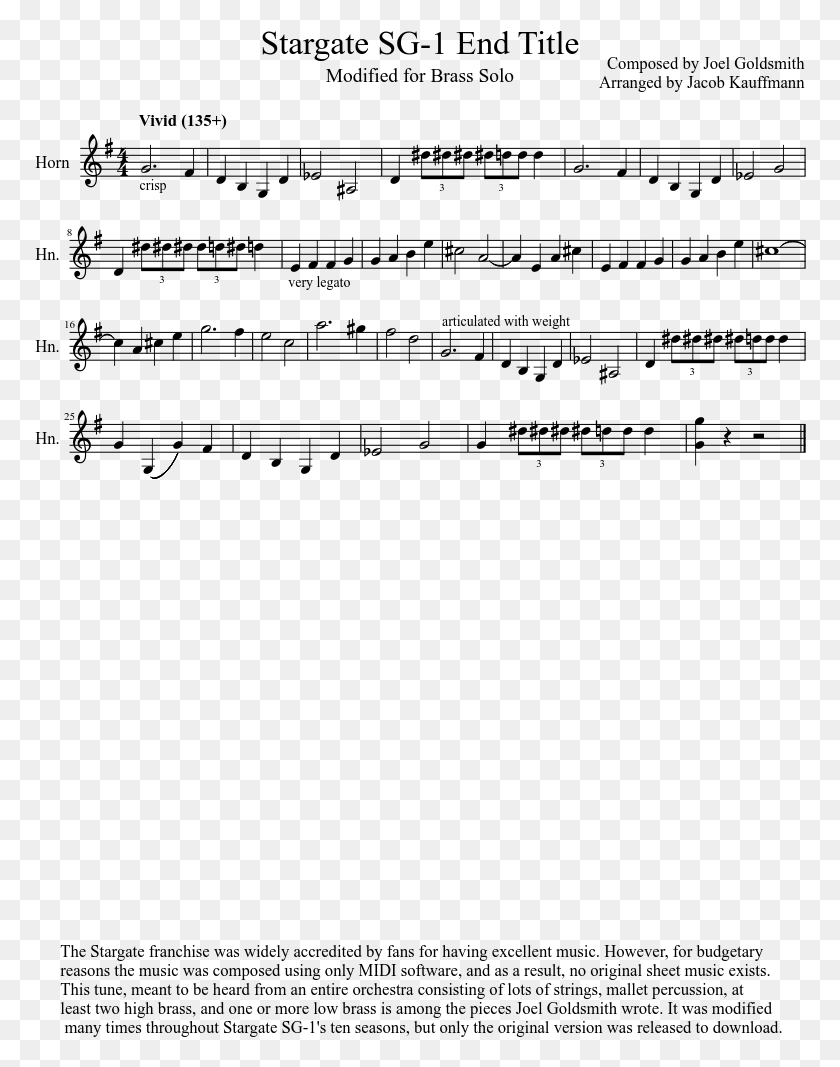 772x1007 Stargate Sg 1 End Title Sheet Music Composed By Composed Santa Claus Is Coming To Town Flute, Gray, World Of Warcraft HD PNG Download