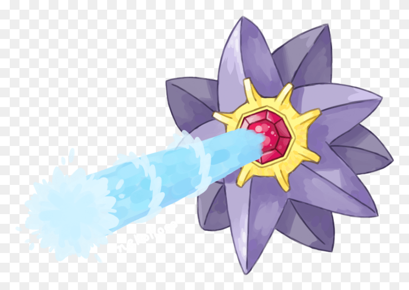 848x583 Starmie Used Hydro Pump And Light Screen Starmie Hydro Pump, Plant, Flower, Blossom HD PNG Download