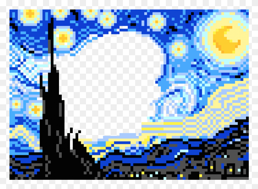 871x621 La Noche Estrellada, Mosaico, Azulejo Hd Png
