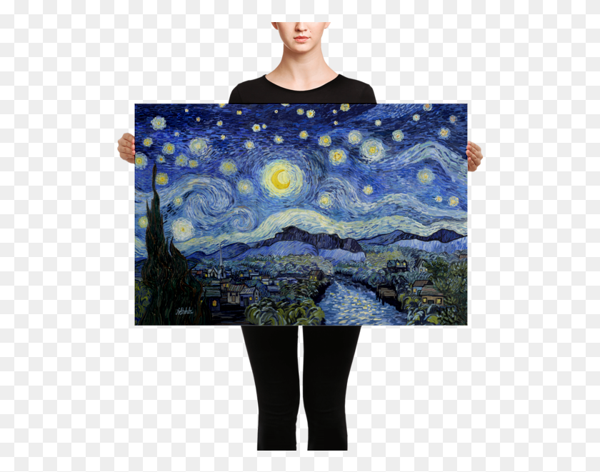 515x601 Starry Night Painting Backgrounds, Canvas, Person, Human HD PNG Download