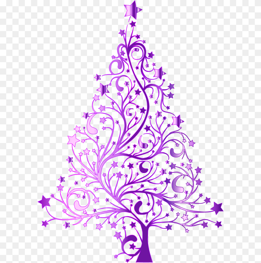 600x846 Starry Purple Christmas Tree Background, Art, Graphics, Floral Design, Pattern Sticker PNG