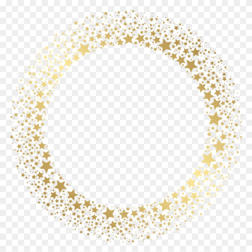 852x854 Stars Star Goldstars Gold Wreath Frame Border Circle Of Gold Stars, Moon, Outer Space, Night HD PNG Download