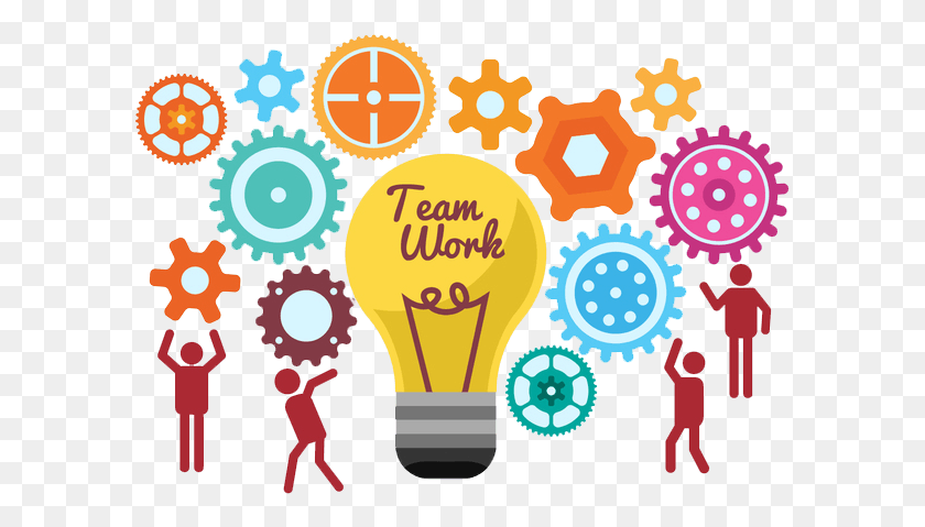 595x419 Start The Team To Work Together Light Bulb Ideas Clipart Teamwork, Light, Lightbulb HD PNG Download