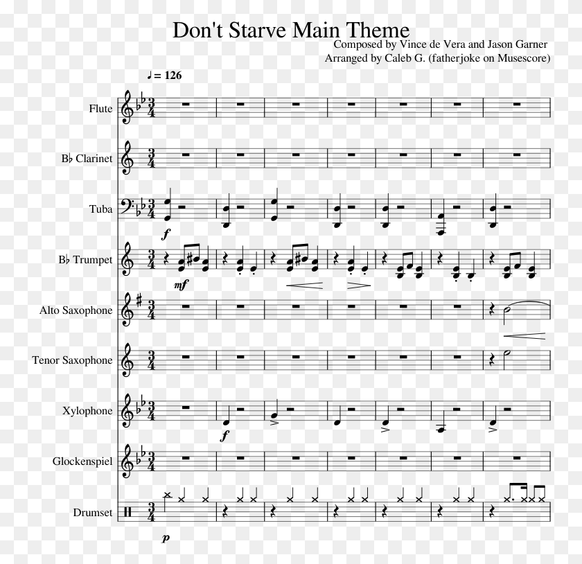 750x754 Starve Main Theme Sheet Music Composed By Composed Melancholy Hill Flute Sheet Music, Gray, World Of Warcraft HD PNG Download