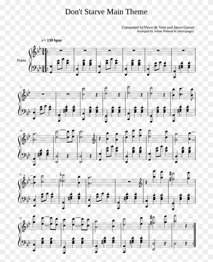 709x970 Starve Main Theme Sheet Music For Piano Dear Theodosia Hamilton Piano Sheet Music, Gray, World Of Warcraft HD PNG Download