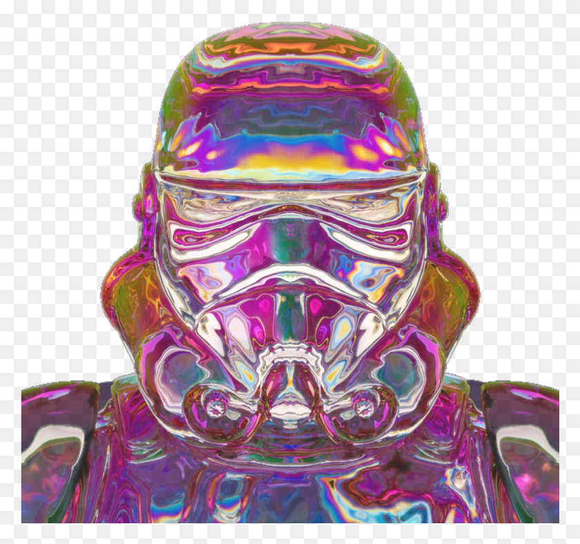 1025x957 Starwars Stormtrooper Holo Holográfico Vaporwave Artes Visuales, Casco, Ropa, Vestimenta Hd Png