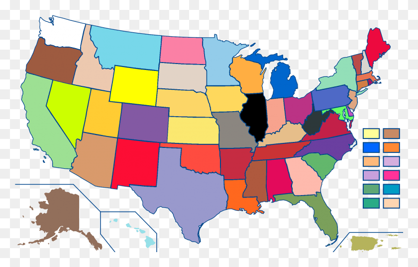 2001x1227 State Crayon Collection Map Art, Diagram, Plot, Atlas HD PNG Download