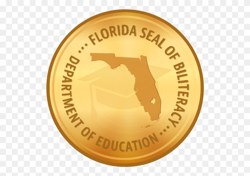 531x531 State Seals Florida Seal Of Biliteracy Program, Gold, Coin, Money HD PNG Download