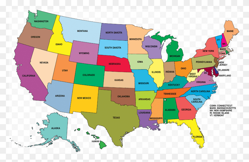 990x620 States Of America Map List All The 50 That Make Up High Resolution Us State Map, Diagram, Plot, Atlas HD PNG Download