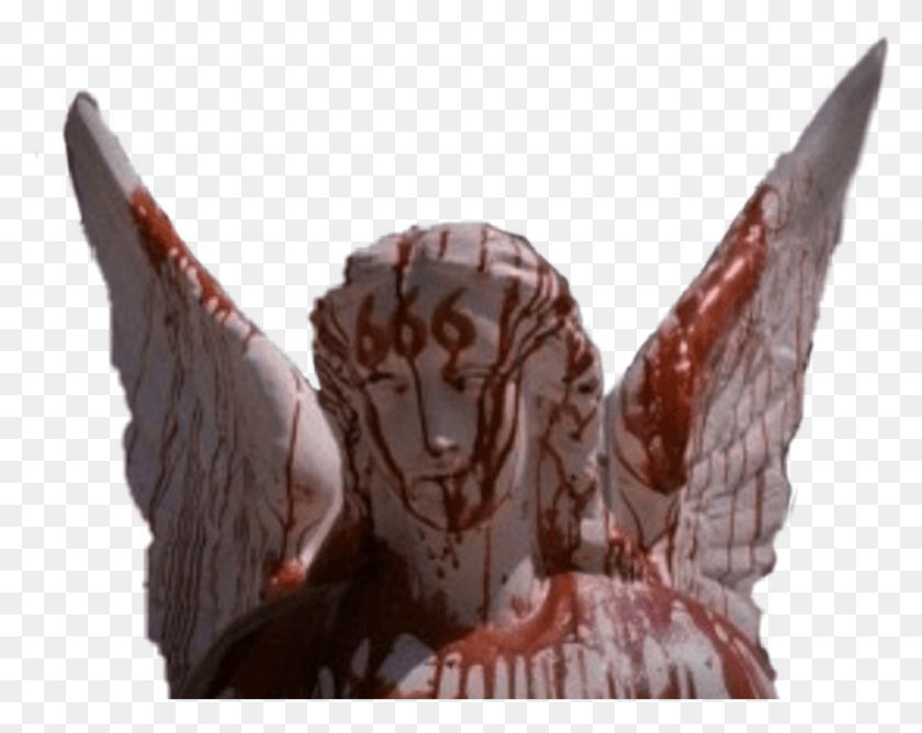 854x666 Statue Angel Blood Satan 666 Grunge Remixit Aesthetic Statue Blood, Sculpture, Ornament HD PNG Download