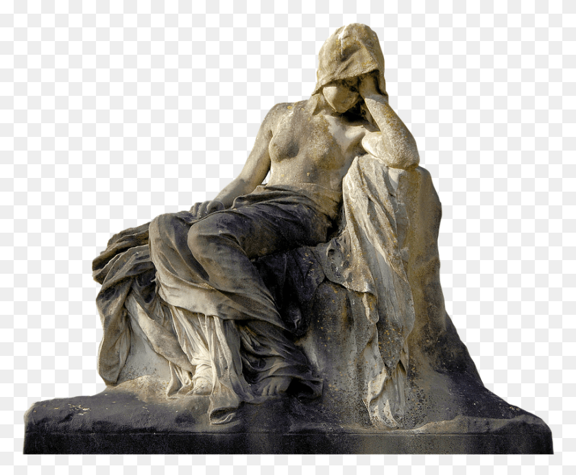 852x693 Statue Cemetery Stone Old Graveyard Woman Statue En Pierre Cimetire, Sculpture, Monument HD PNG Download