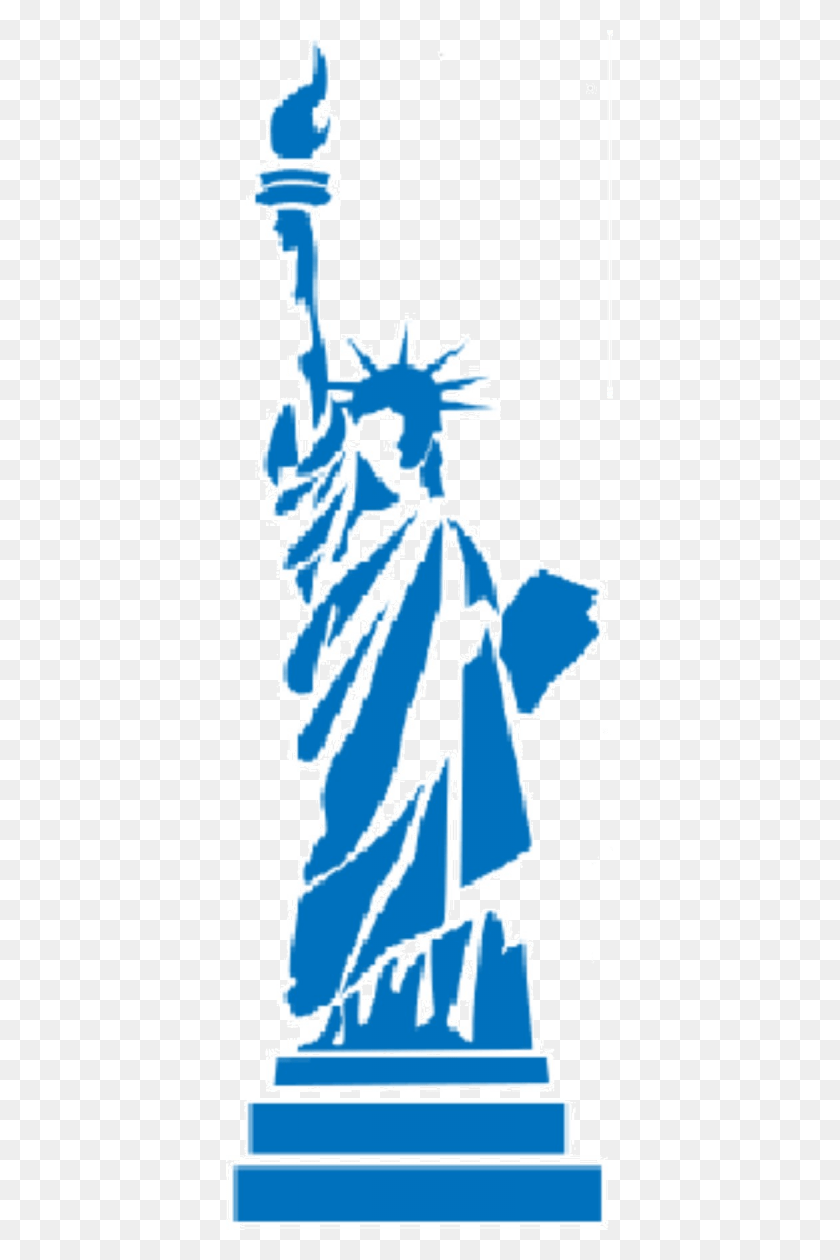 387x1200 Статуя Свободы Синий Силуэт Трафарет Статуя Свободы, Графика, Мегаполис Hd Png Скачать