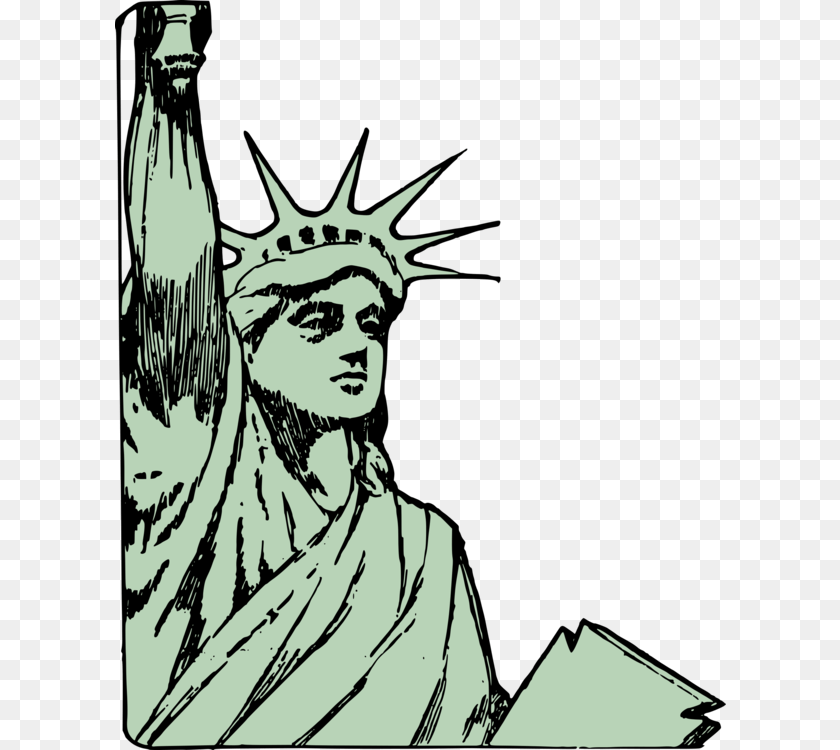 Statue Of Liberty Face Drawing Monument, Adult, Person, Man, Male Sticker PNG
