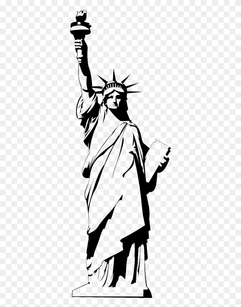357x1009 Statue Of Liberty Statue Of Liberty Black And White, Clothing, Apparel, Person HD PNG Download