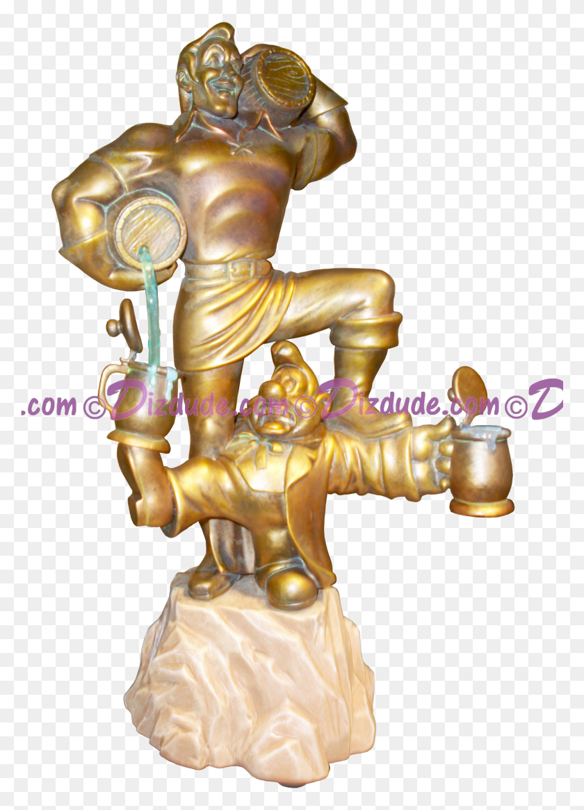 1401x1987 Statue With Lefou Disney Medium Big Figure Statue, Bronze, Gold, Figurine HD PNG Download