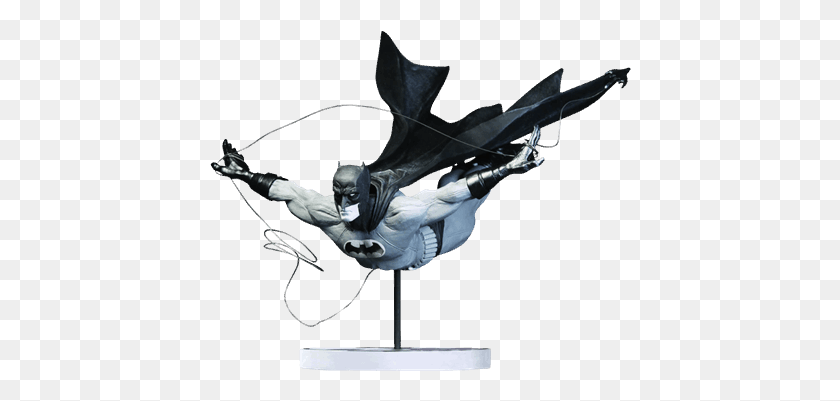 422x341 Statues And Figurines Black And White Batman Statue, Person, Human, Acrobatic HD PNG Download