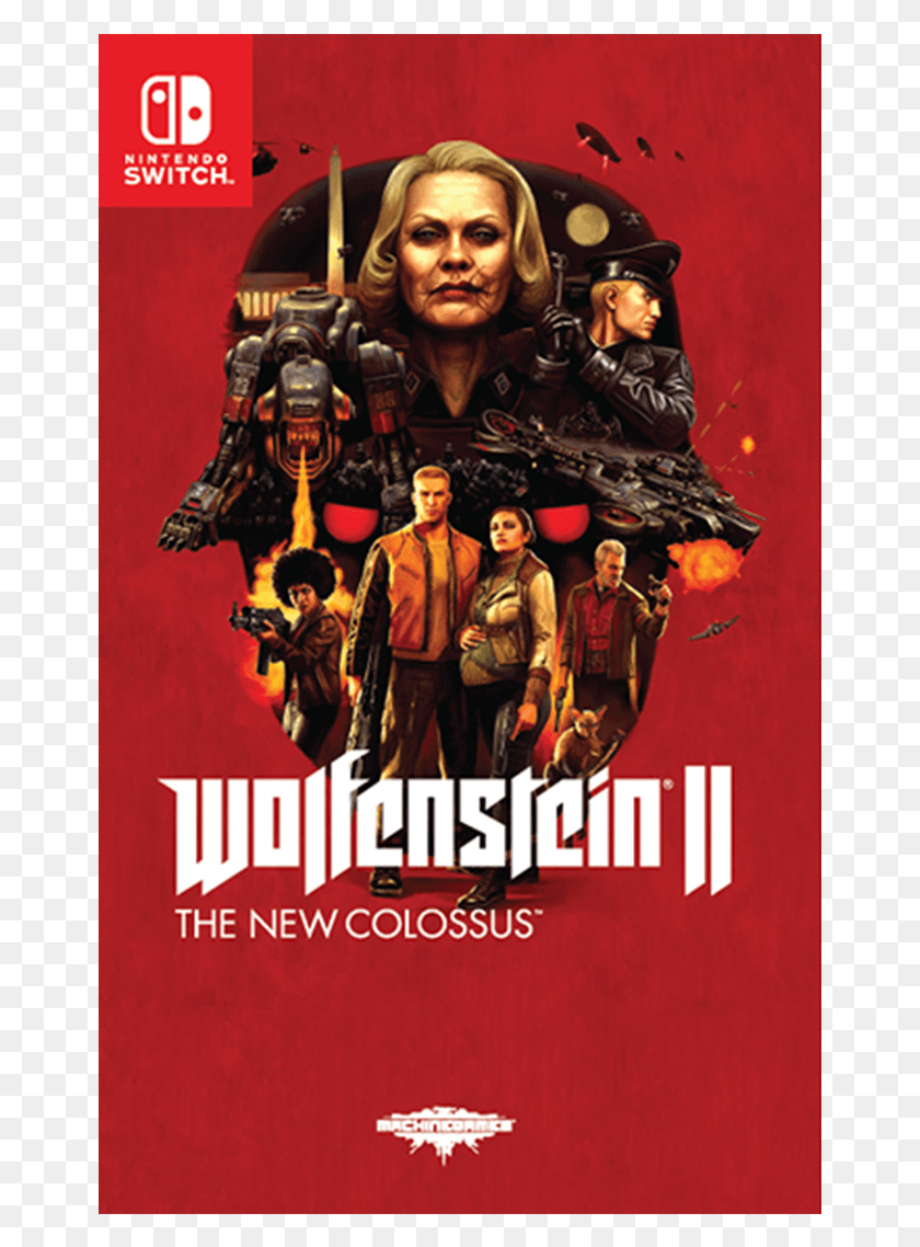 661x1078 Steam Image Wolfenstein 2 Switch Physical, Poster, Advertisement, Person HD PNG Download