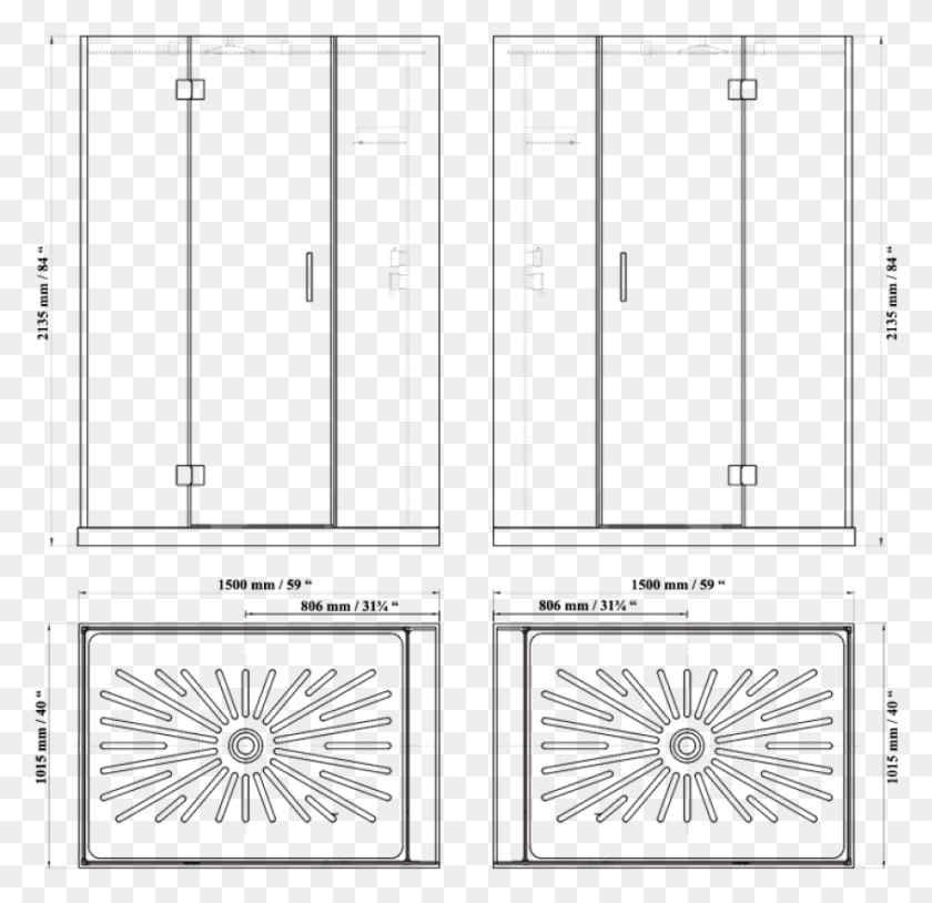 844x816 Steam Planet Orion Plus Steam Shower In White 82089 Technical Drawing, Furniture, Cabinet, China Cabinet HD PNG Download