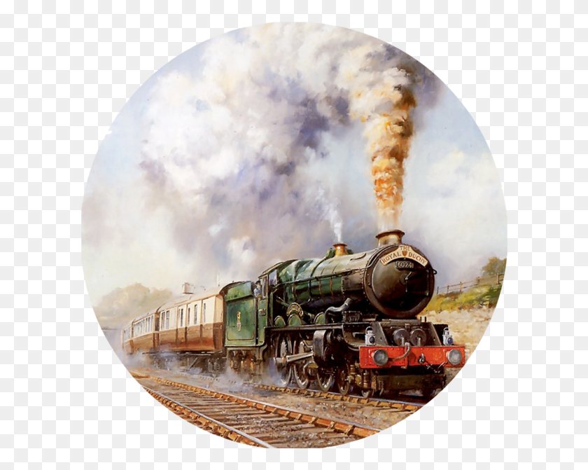 611x611 Steam Trains Of The World 4 Paintings Of Steam Trains, Locomotive, Train, Vehicle HD PNG Download