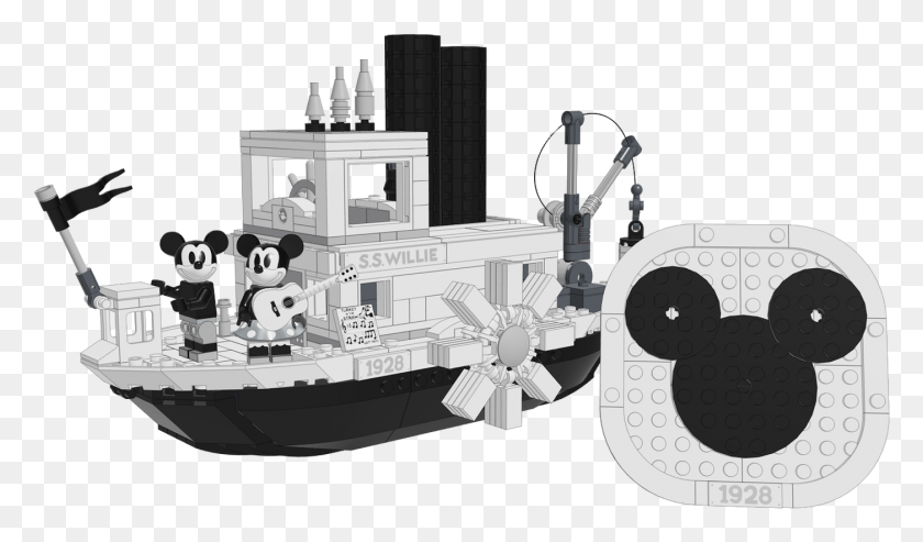 1401x779 Steamboat Willie Lego, Vehicle, Transportation, Boat HD PNG Download