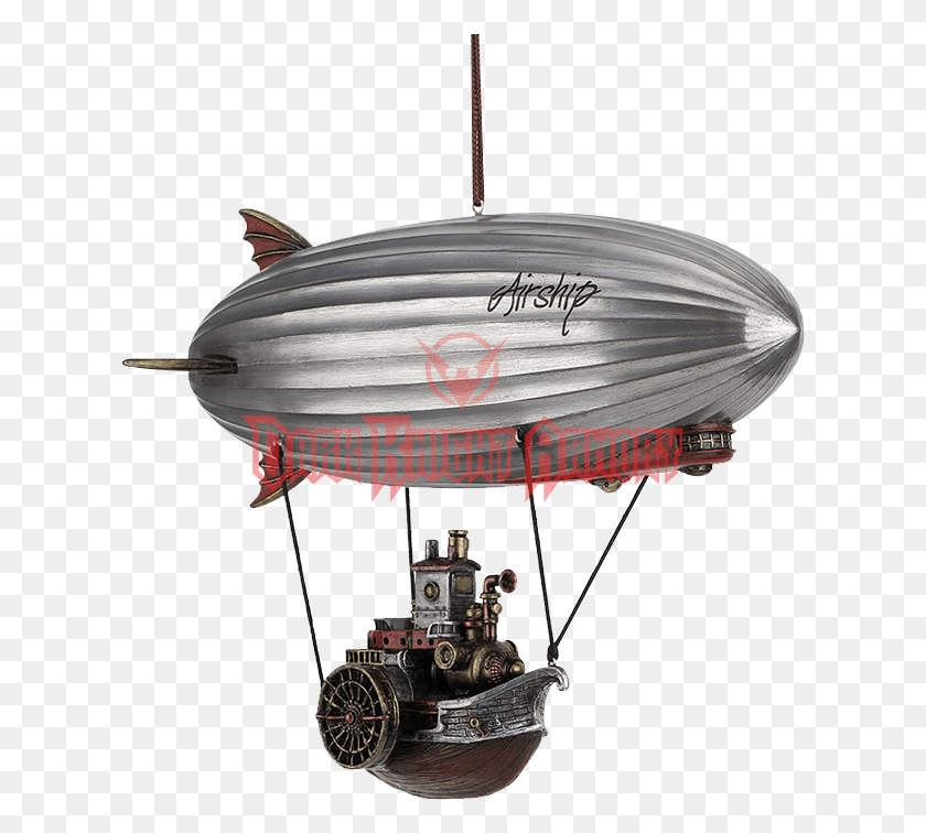 621x696 Descargar Png Steampunk Dirigeable Con Barco De Vapor Góndola Ballon Dirigeable Jules Verne, Lámpara, Vehículo, Transporte Hd Png