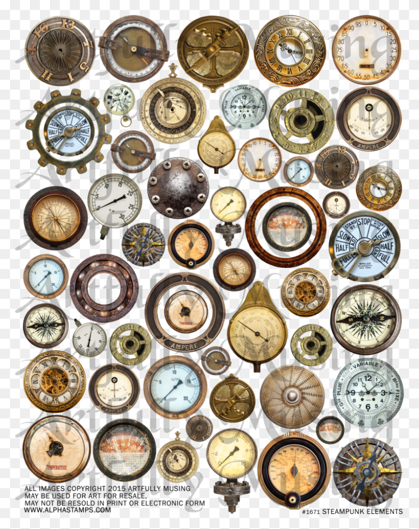 797x1024 Steampunk Elements Collage Sheet Steampunk Elements, Clock Tower, Tower, Architecture HD PNG Download