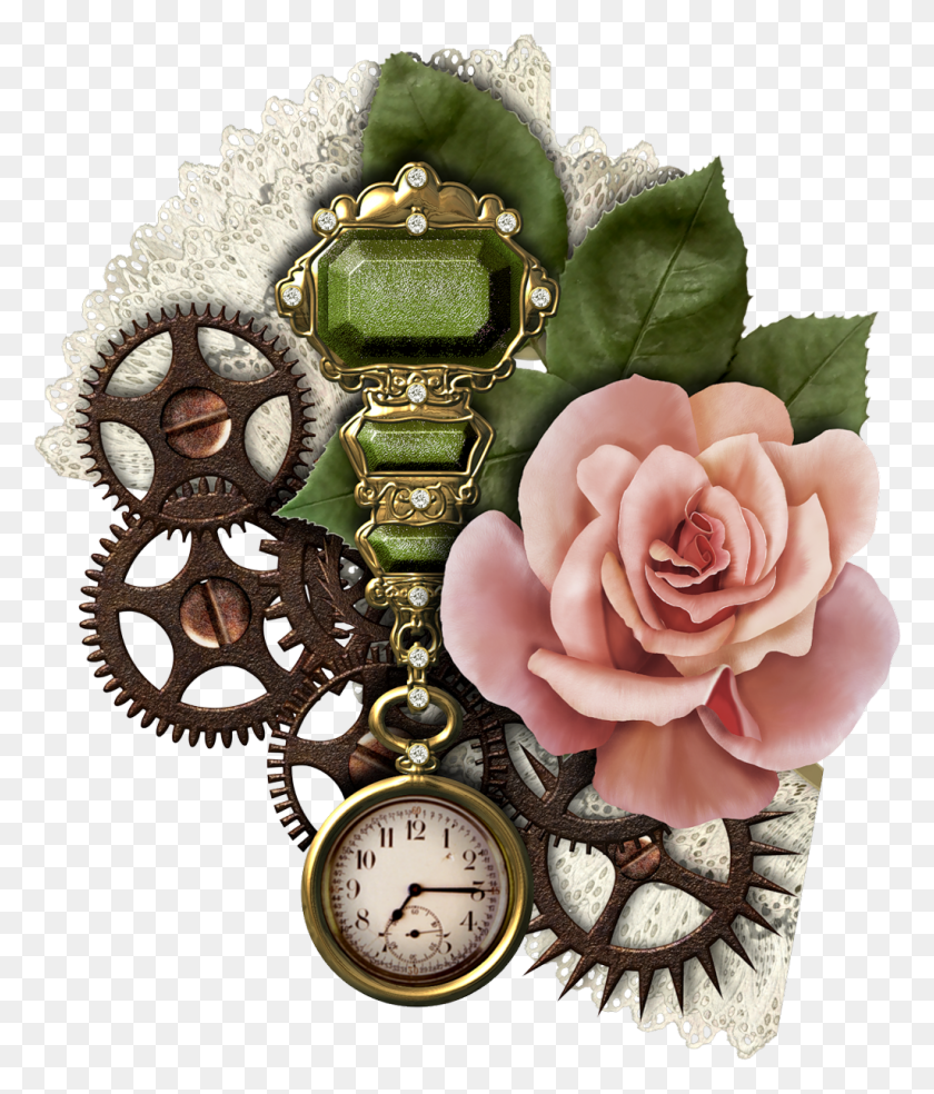 1024x1214 Steampunk Gears Flowers National Memorial Arch, Accesorios, Accesorio, Torre Del Reloj Hd Png