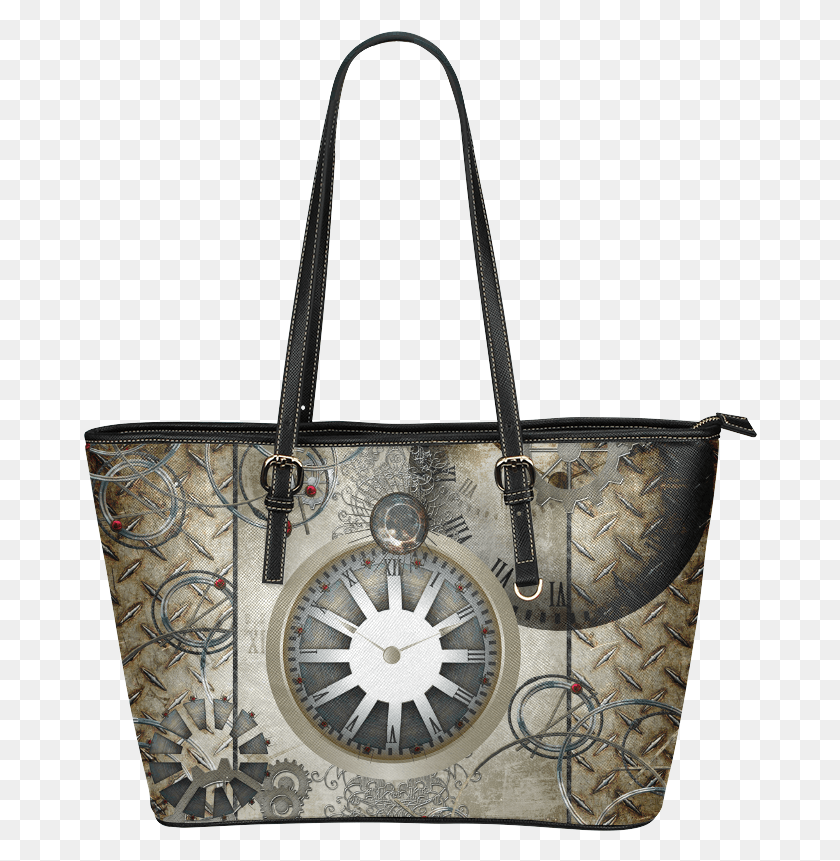 674x801 Steampunk Noble Design Clocks And Gears Leather Tote Bag Hawaiian, Handbag, Accessories, Accessory HD PNG Download