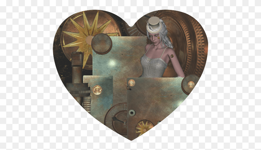 501x424 Steampunk Rusty Metal And Clocks And Gears Heart Shaped Heart, Armor, Person, Human HD PNG Download