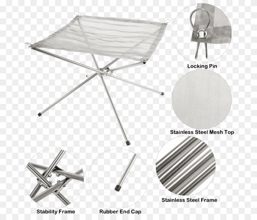 Steel Mesh Fire Pit Details Folding Table, Furniture, Machine, Wheel, Cushion Transparent PNG
