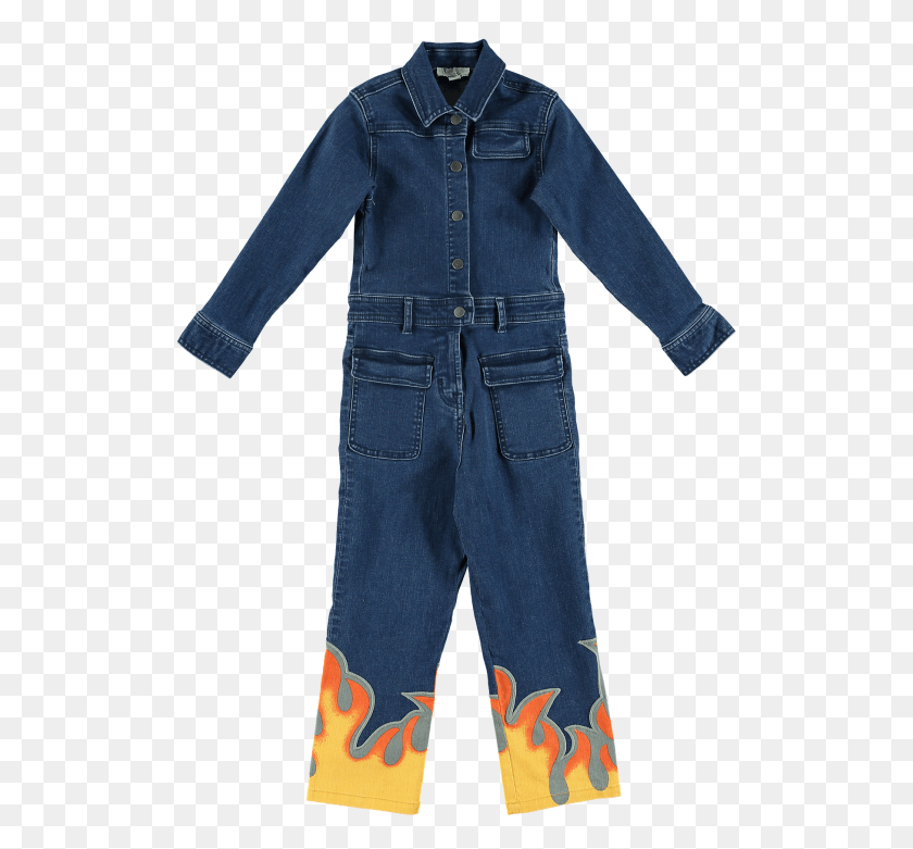517x721 Stella Mccartney Kids Keira Denim Flame Overall One Piece Garment, Clothing, Apparel, Overcoat HD PNG Download
