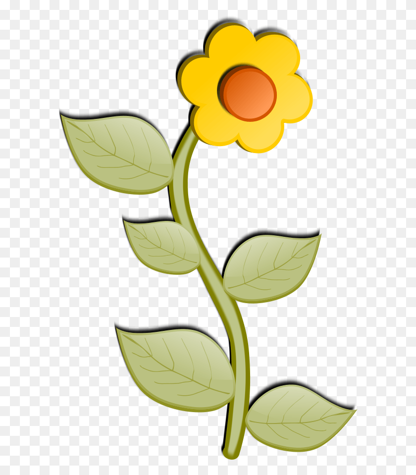 604x899 Stem Clipart Big Flower Cartoon Flowers Transparent Background, Plant, Blossom, Leaf HD PNG Download