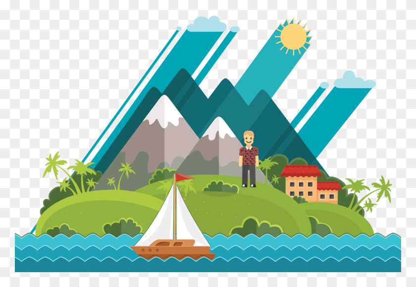 1465x977 Steps To Career Success On The Neighbor Islands Mountain And Ocean Illustration Flat Summer Vector, Person, Graphics HD PNG Download