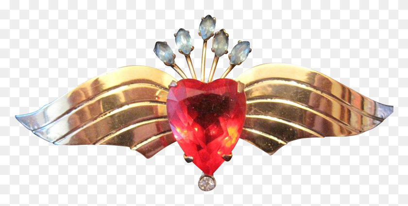 2007x939 Sterling Coro Broach Pin Wgold Plate Wings Amp Heart Ruby, Jewelry, Accessories, Accessory HD PNG Download