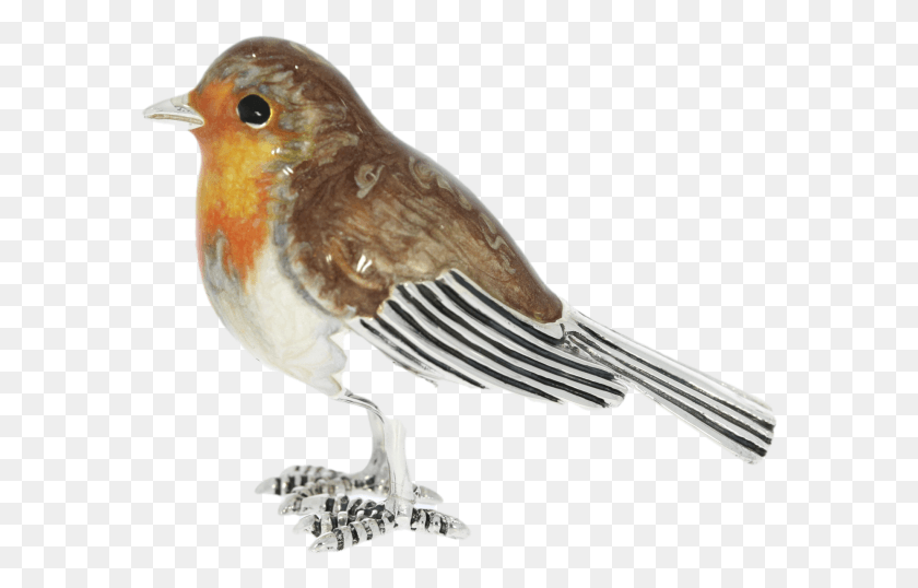 584x478 Sterling Silver Amp Enamel Robin Bird By Saturno Figurine European Robin, Animal, Finch, Dodo HD PNG Download
