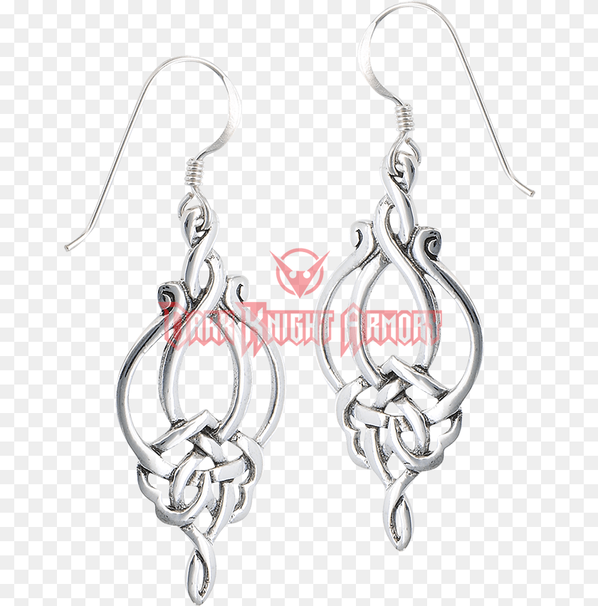 Sterling Silver Knotwork Rosebud Earrings, Accessories, Earring, Jewelry Clipart PNG