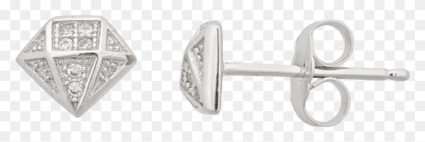 2050x582 Sterling Silver Rhodium Pave Diamond Shape Stud Earring Earrings, Tool, Diamond, Gemstone HD PNG Download