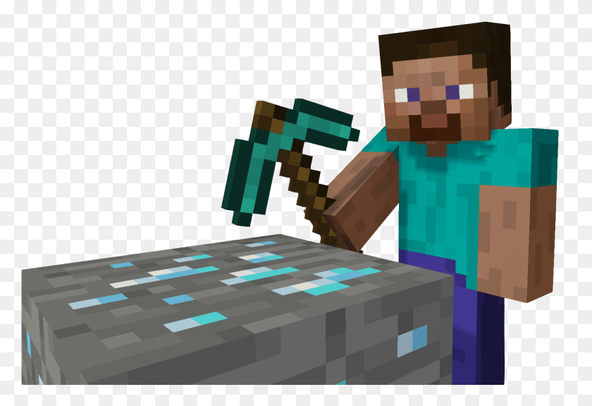 1522x1007 Steve Mines A Block Of Diamond Ore And Then Holds Minecraft, Toy, Electronics HD PNG Download