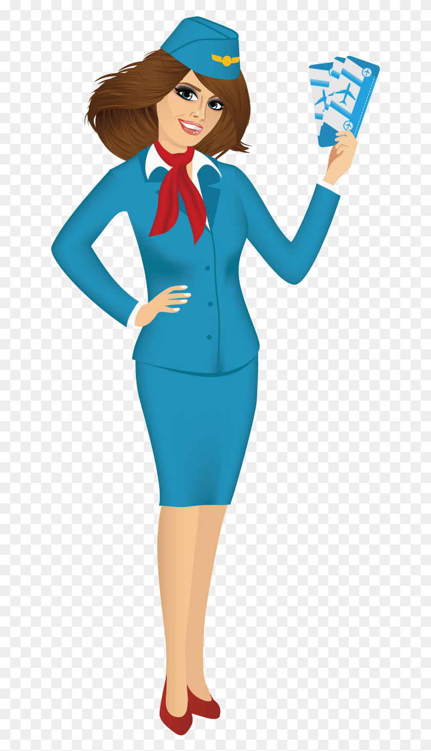643x1402 Stewardess Flight Attendant Costume Cartoon, Sleeve, Clothing, Apparel HD PNG Download