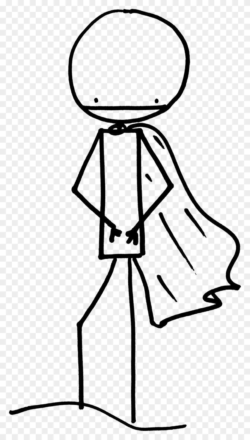 903x1645 Stick Man With Cape Stick Figure With A Cape, Clothing, Apparel, Cloak HD PNG Download